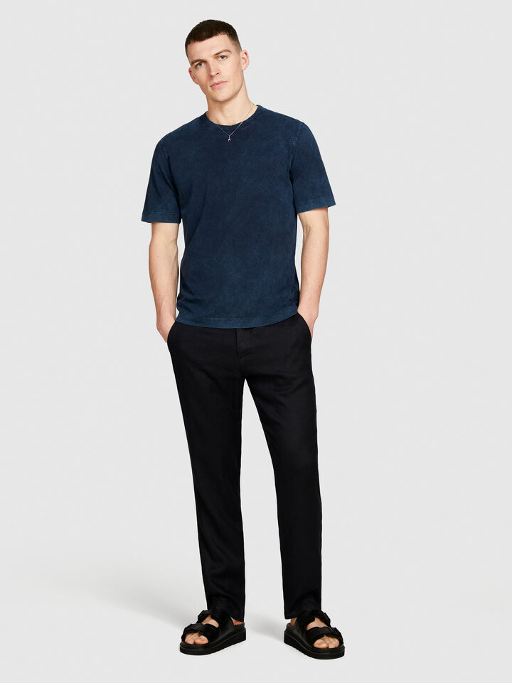 Acid wash t-shirt - men's short sleeve t-shirts - Dark Blue | Sisley image number 1